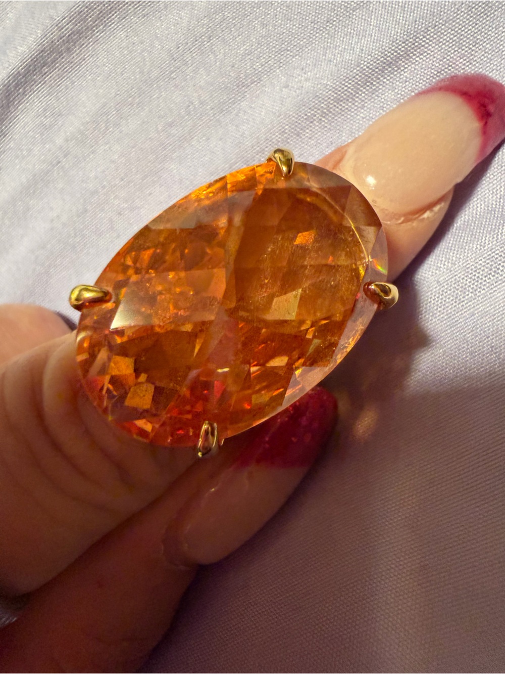 Park Lane Orange/Amber Oval Statement Ring – Size 8